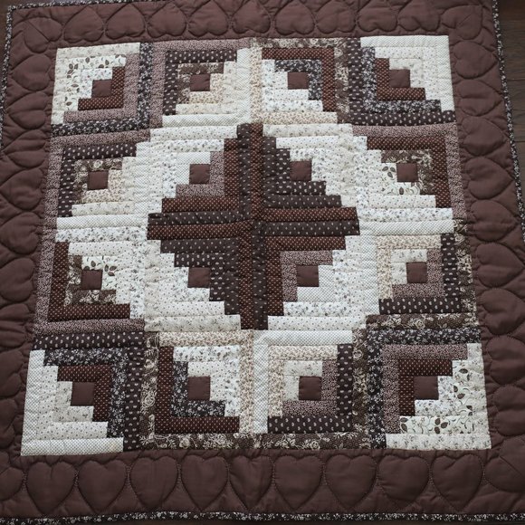 Artisan Other - VINTAGE RUSTIC DECOR HAND SEWN HANDCRAFTED LOG CABIN AMISH QUILT WALL HANGING